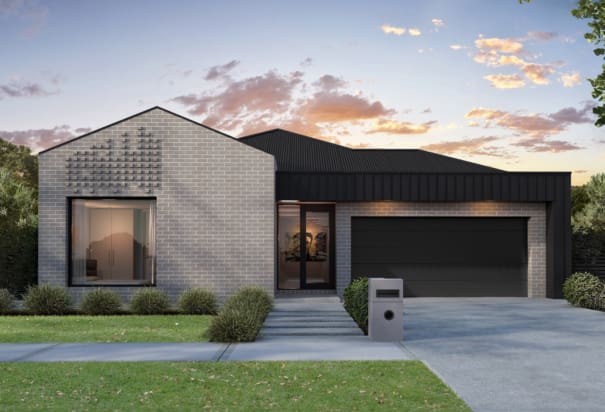 Modern house, grey brick facade, black garage, striking architectural look | Davis Sanders