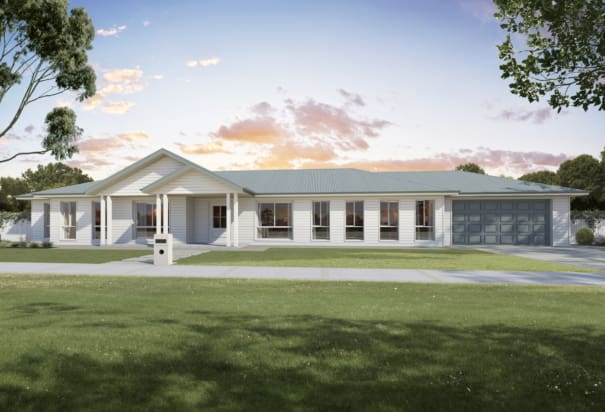 Long white Hamptons style house, weatherboard, wide front lawn | Davis Sanders